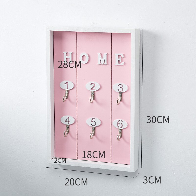 Wall Mounted Key Holder Wooden Key Organizer Hanger With 6 Hook Wall Decorative Holder Key Holder Wall Minimalist Wall Hook: pink