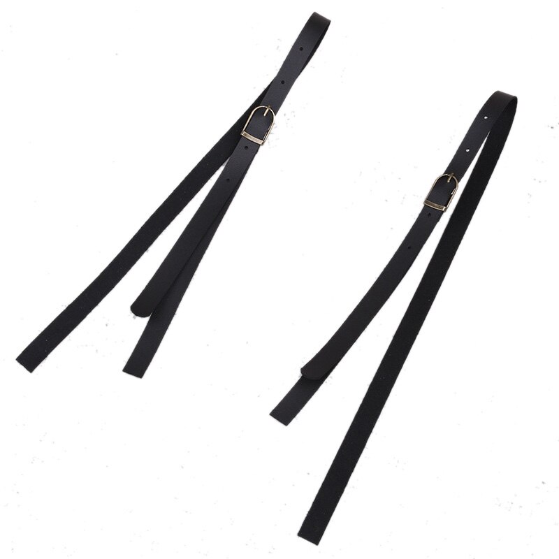 Tirantes de cuero para mujer y hombre, tirantes Unisex de 1,5 cm de ancho, tirantes negros, accesorios de ropa de 75cm