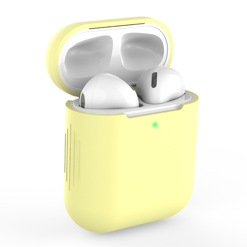 Mini Soft Silicone Case For Apple Airpods Shockproof Cover For Apple AirPods Earphone Cases for Air Pods Protector Case: Light Yellow