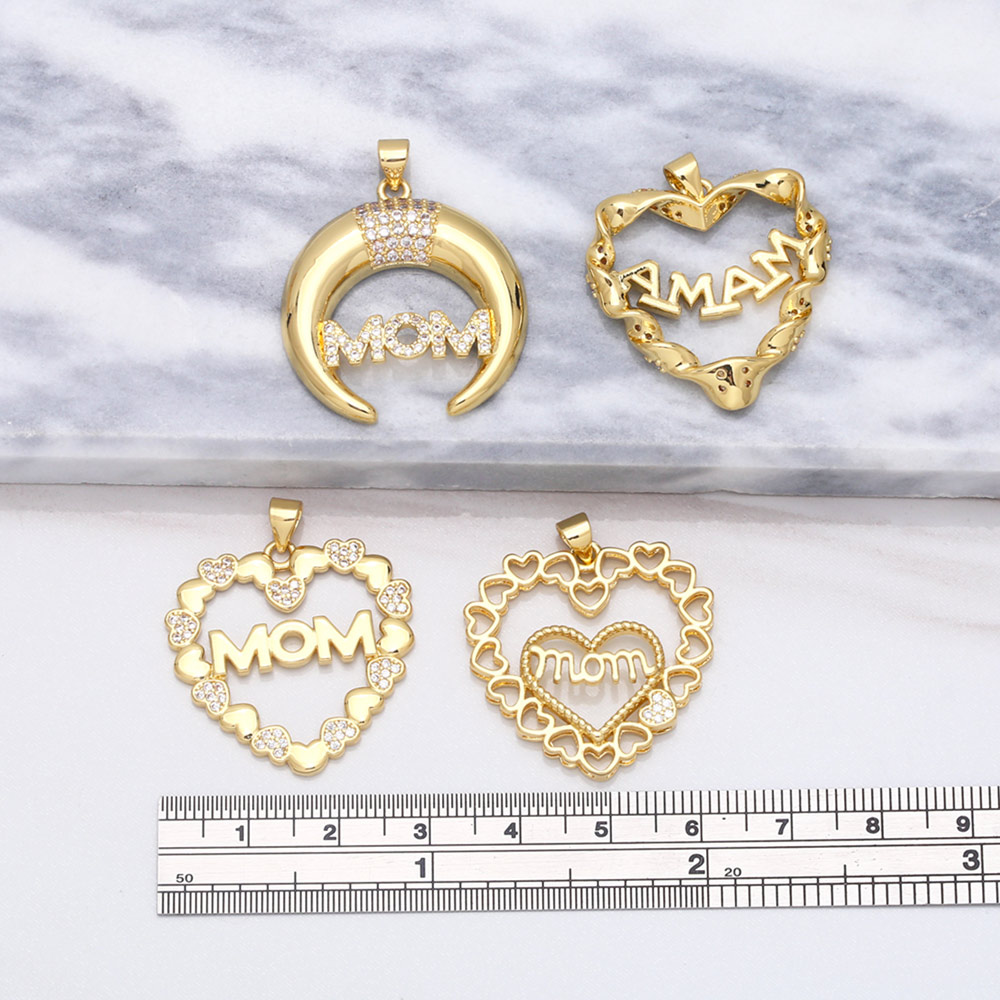 Ocesrio mother's day pendants for jewelry making, gold-plated copper zircon jewelry craft supplies pdta 625