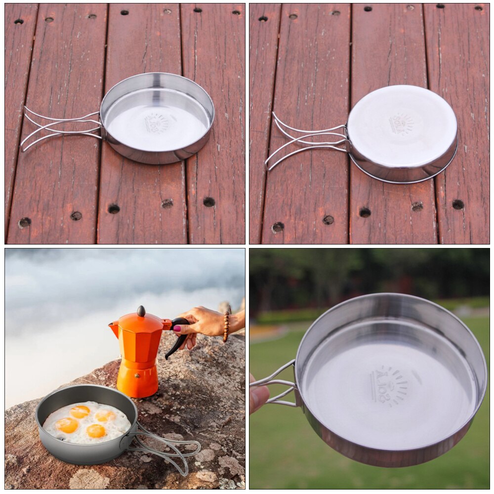 Sartén antiadherente de acero inoxidable, olla plegable para acampar al aire libre, Picnic, senderismo, utensilios de cocina, utensilio de cocina