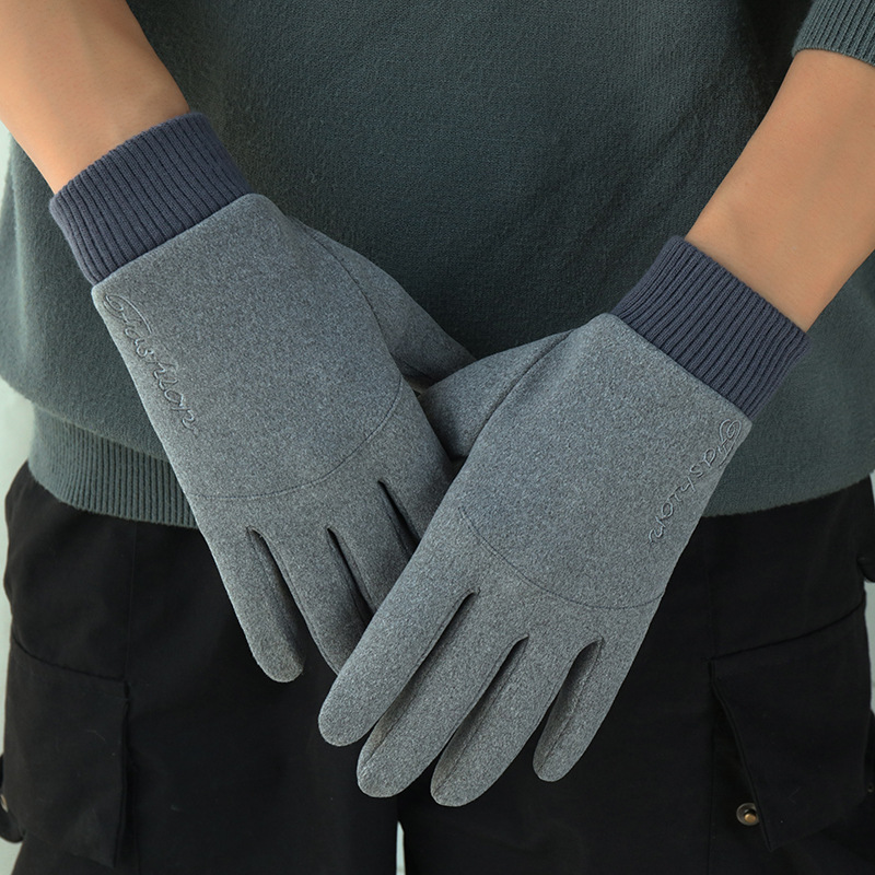 Mann Winter warm Halten Touchscreen Plus Samt Dünne Vlies draussen Radfahren Stock Handschuhe Einfache Weiche Fäustlinge