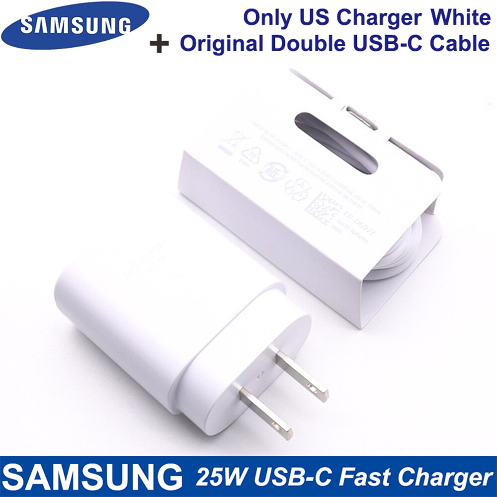 Original Samsung Note 20 Ultra 25W Charger Surper Fast Charge USB Type C Pd PPS Quick Charging For Galaxy Note 20 10 S21 S20 5G: White US And Cable