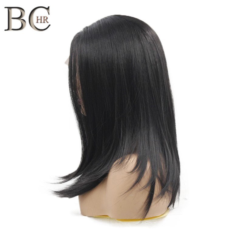 BCHR-perruque synthétique lisse mi-longue noire, cheveux avec raie latérale en fibre résistante à la chaleur, 13*4, pour femmes noires