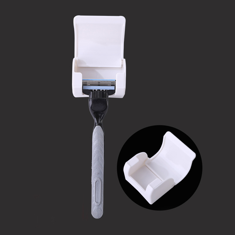 Mannen Scheermeshanger Scheerapparaat Houder Opslag Badkamer Accessoires Plastic Wit Gratis Punch HookWall Zuignap Borstel Mes Houder