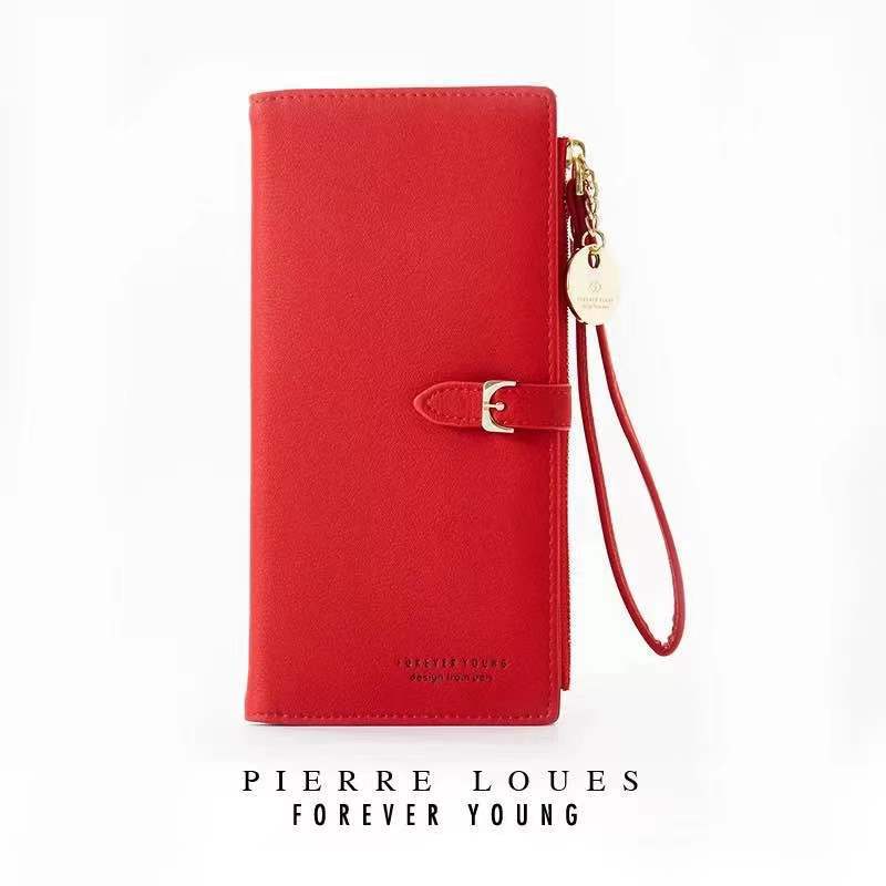 Portafoglio lungo da donna portafoglio molti dipartimenti portafogli donna pochette borsa da donna cerniera porta telefono porta carte di credito Carteras da donna: Red