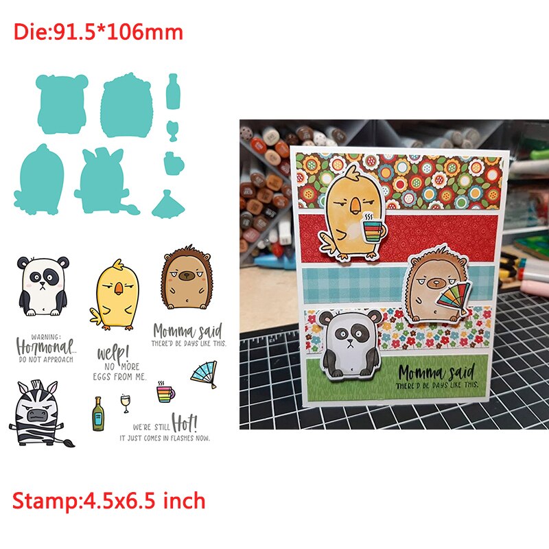 Ensemble d'animaux drôles de petits monstres assortis aux mots tampons et matrices en silicone transparents pour le scrapbooking et la fabrication de cartes d'album photo diy: 11