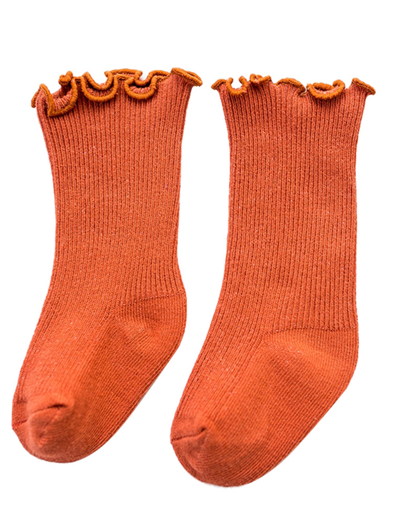 Baby Peuter Baby Katoenen Sokken, Warm Naadloze Effen Kleur Gebreide Ruffle Crew Sokken Voor Jongens Meisjes: D / Size L