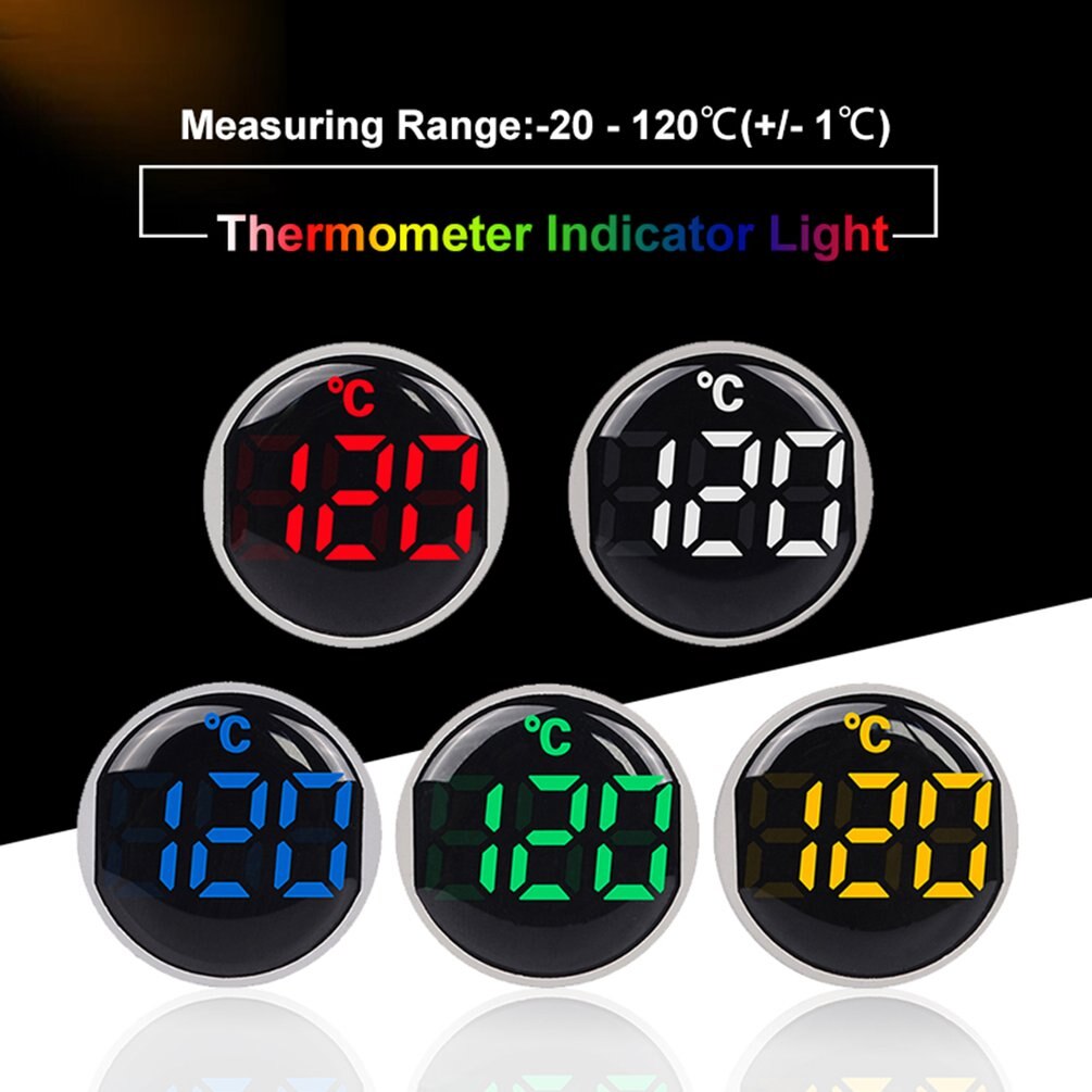 St16c 22mm runde ledet digitalt display termometer temperaturmåler tester indikator signal  -20-120 celsius