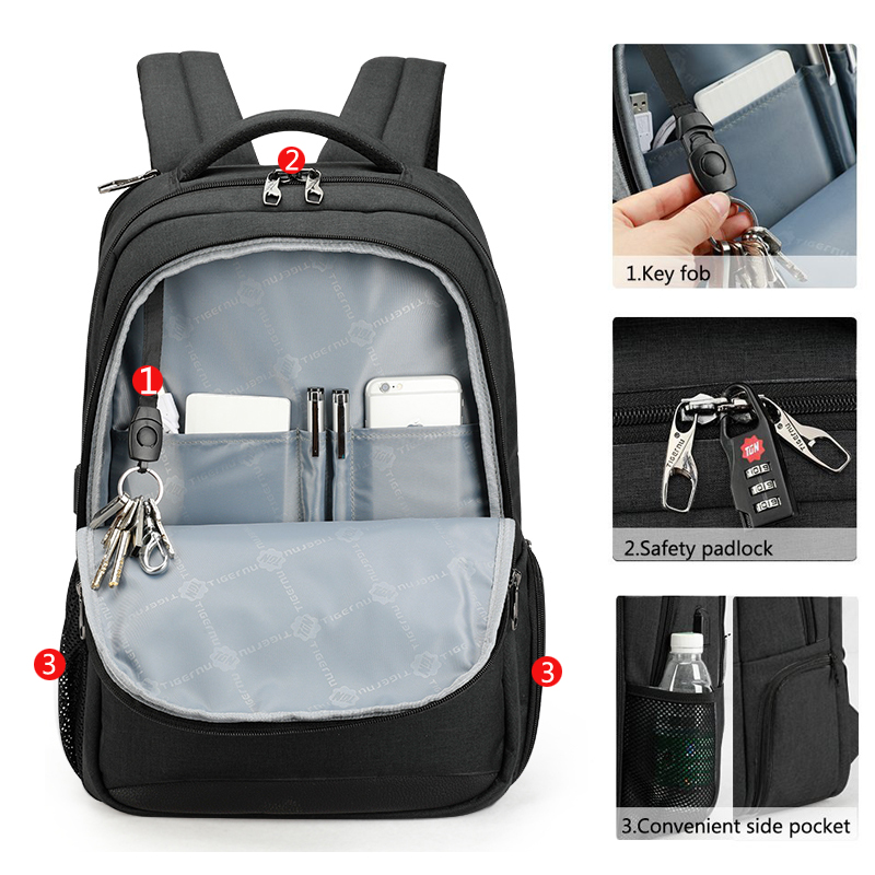 Tigernu Mannelijke Mochila 15.6 Laptop Rugzak Mannen Usb Grote Reizen Rugzakken Slanke Waterdicht Anti Diefstal Schooltas Vrouwen