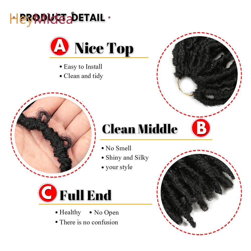 Distressed Butterfly Locs Crochet Hair 12Inch Pre Looped Goddess Faux Locs Crochet Braiding Hair Extensions Heymidea