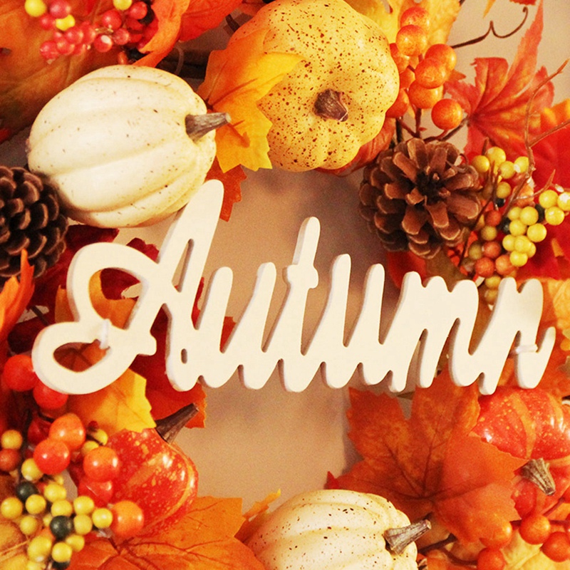 Kunstmatige Krans Met Pompoen Bessen Esdoornblad Voor Herfst Halloween Thanksgiving Dag Deur Thuis Decoratie, 19Inch