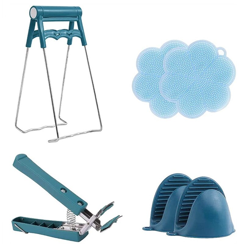 Kitchen Pot Plate Clips Anti Scalding Bowl Gripper Holder Stainless Steel Steamed Dishes Clamp Silicon Oven Gloves Table Pad
