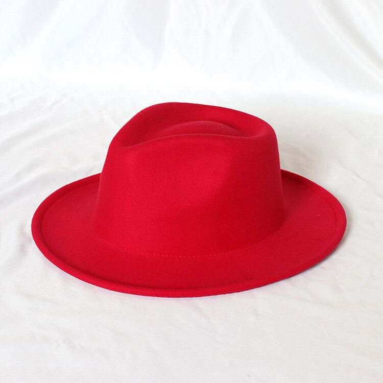 2022 nuovi cappelli fedora in feltro stile britannico per uomo donna cappello a tesa corta trilby abito formale cappello signore jazz cappelli: Rosso
