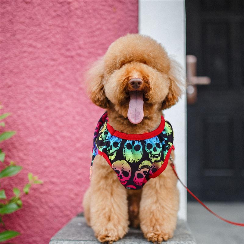 1pc dejlige farverige kæledyr sweater tøj ren bomuld trykt hund sweater kraniet sweater tøj til hund halloween fest kostume