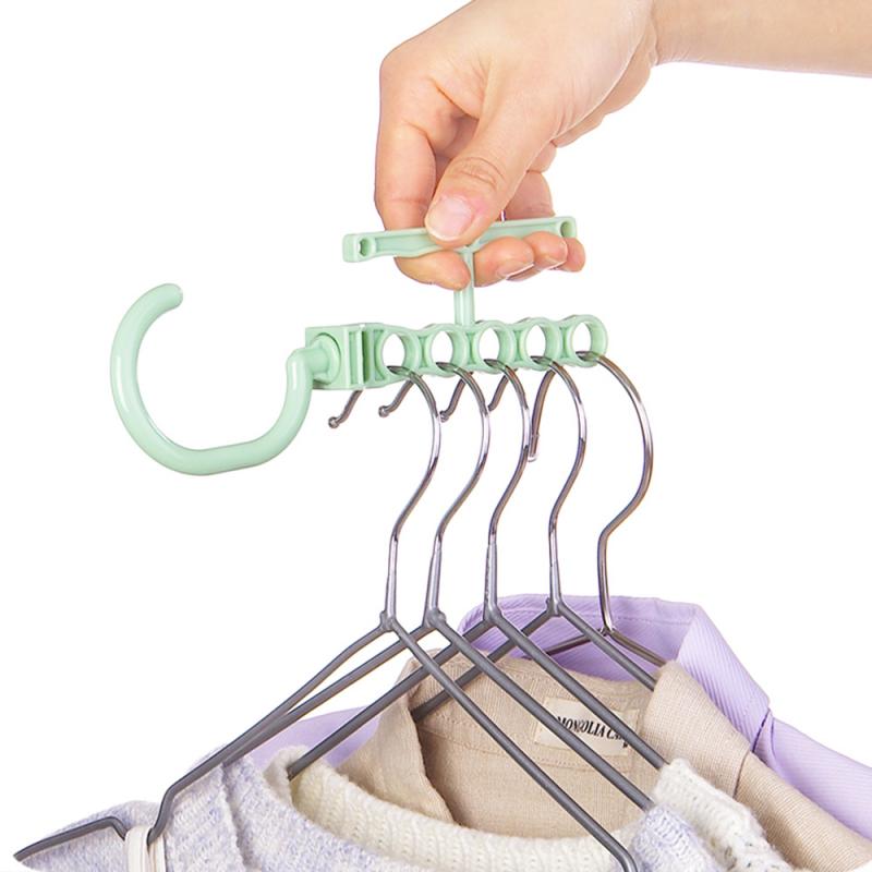 Colgador rotativo con mango para ropa y armario, , de cinco agujeros, a prueba de viento, colgador de secado para clasificación de armario