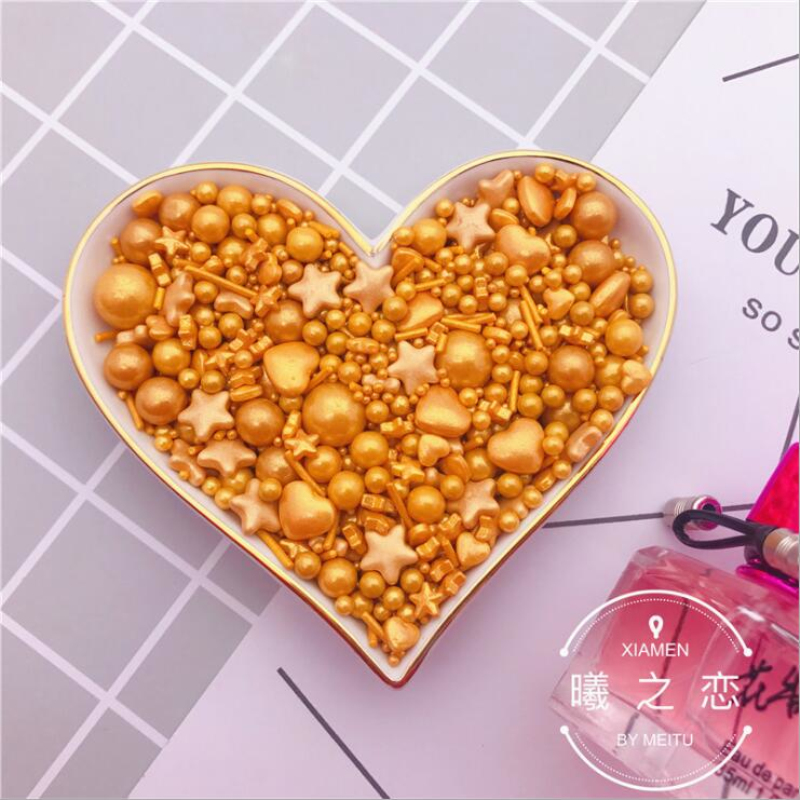 10g Kleine Gold Herz Perlen Essbare Perle Fondant Kuchen DIY kuchen Backen Schokolade Dekoration Zucker Süßigkeiten Fimo Tonne