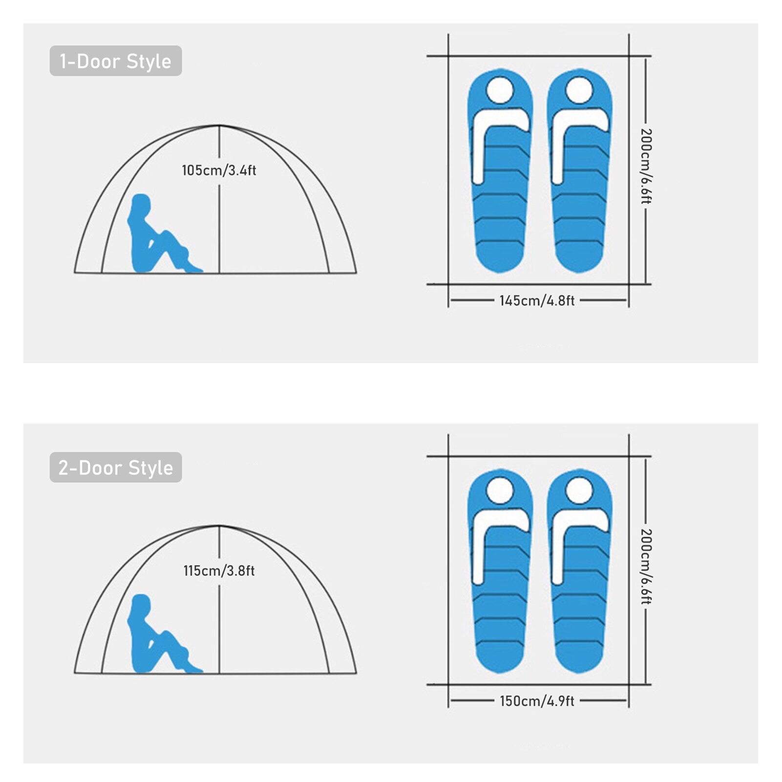 2 Person Tent Pop Up Folding Camping Tents with Carrying Bag Easy Setting Up for Outdoor Weekends