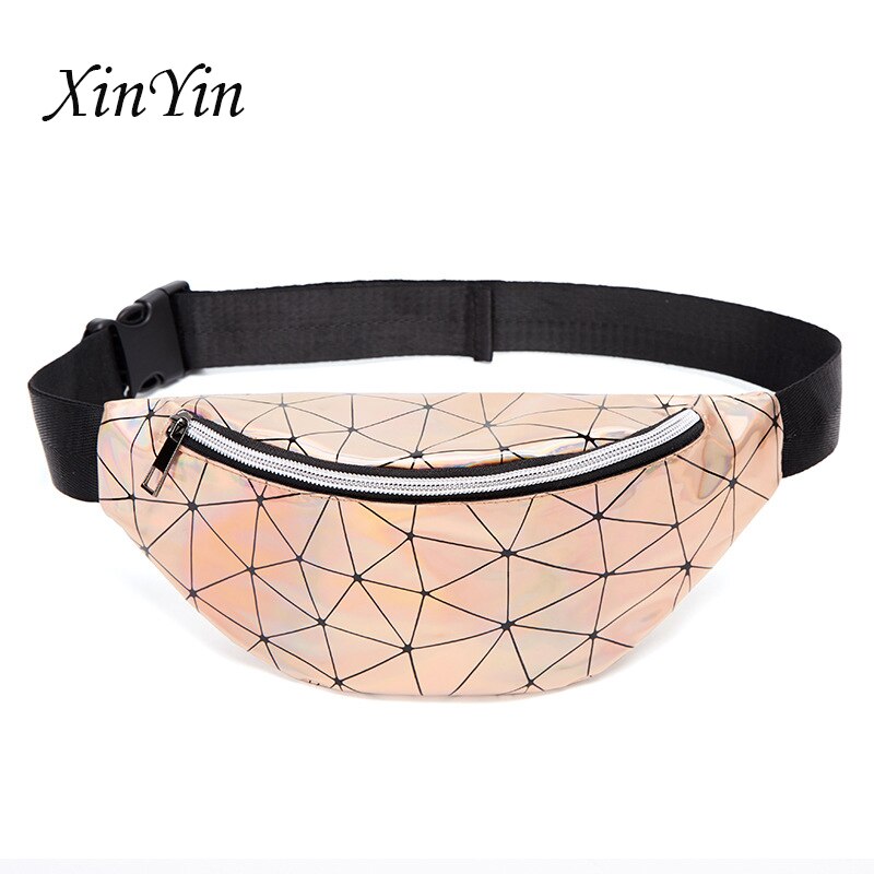 Fanny pack women PU leather waist bag sequins shoulder messenger chest bag coin belt purse phone bag key pouch