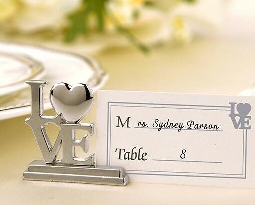 Nyhed sæde kortholder til bryllup harpiks / metal besked kortholder skrivebord foto holder: Elsker hjerte