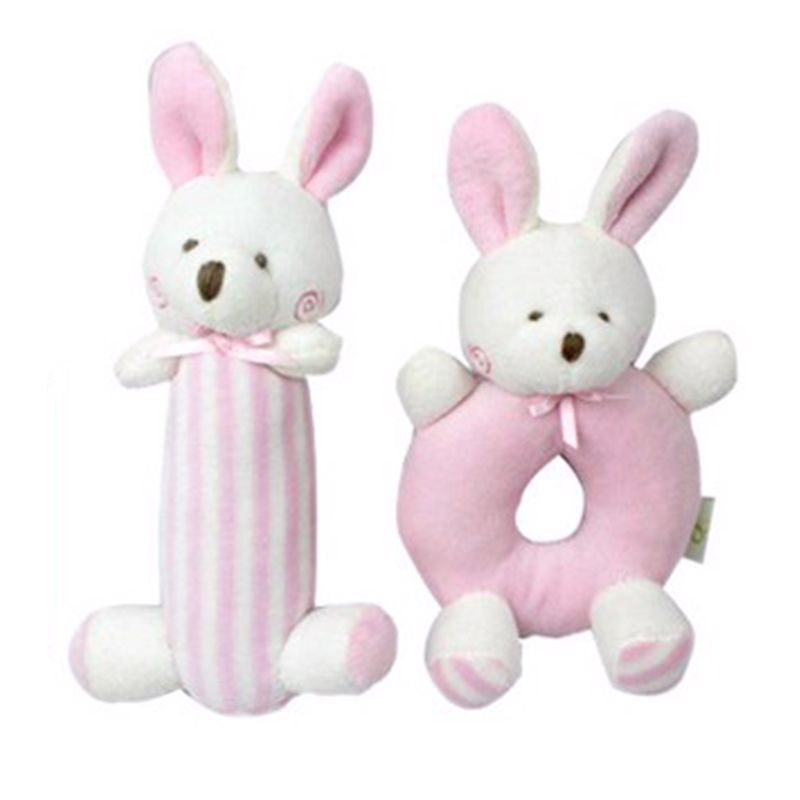 Baby Rattle Plush Soft Toys Newborn Crib Toy Blue bear newborn toys: Pink
