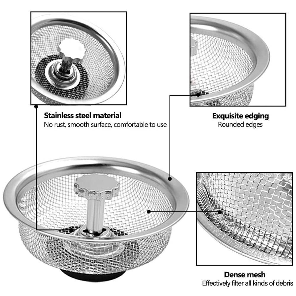 Kitchen Sink Drain Strainer Basket Catcher Stainless Steel Sifter Strainer