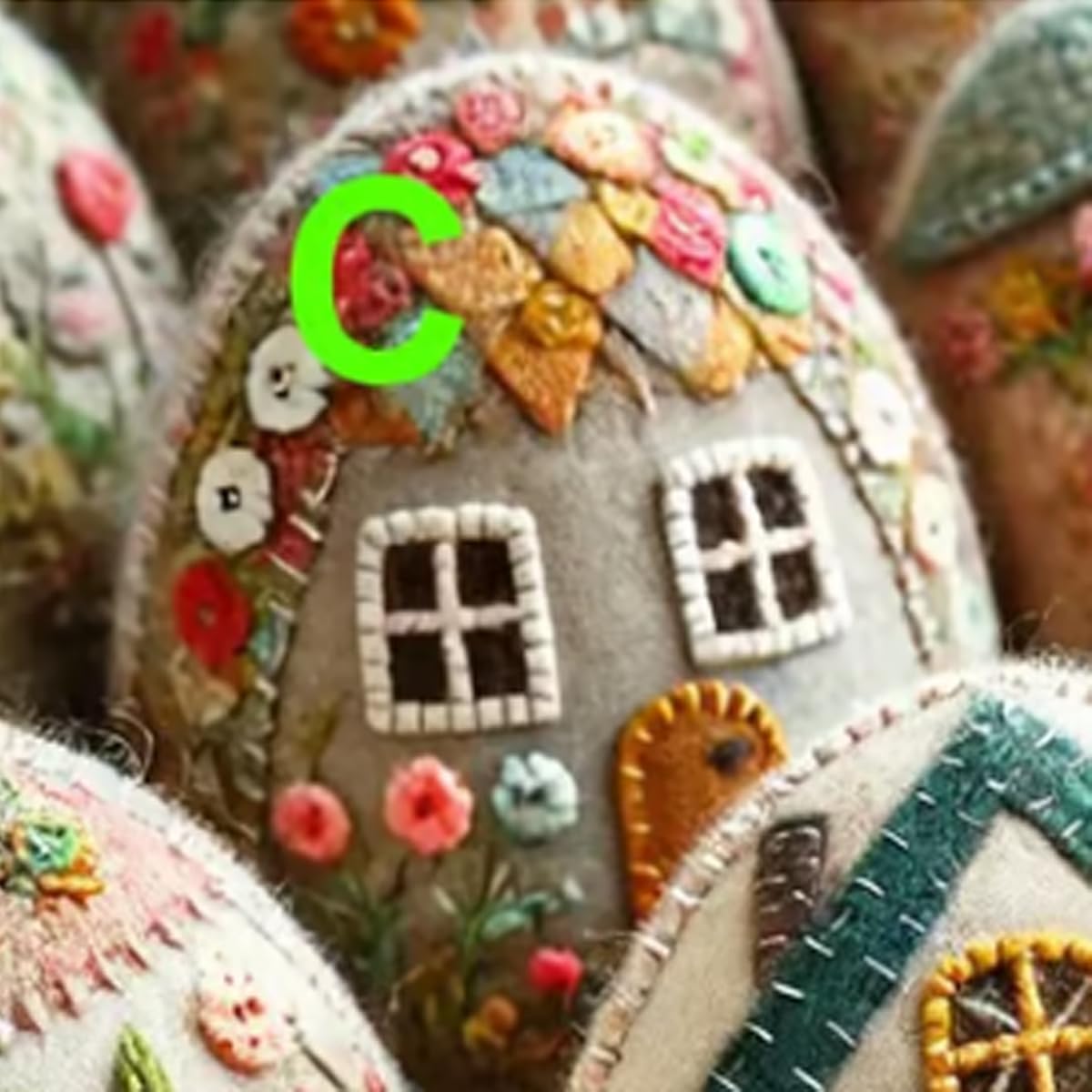 Patchwork Felt Egg House DIY Kit Patchwork Felt Egg House DIY Bunny House Craft Kit Easter Craft Decor,Handmade Cozy Egg House: Burgundy