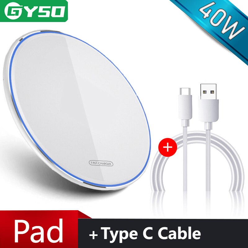 40W Qi Draadloze Oplader Voor Iphone 13 12 11 Pro Xs Max Snelle Wirless Opladen Voor Samsung Xiaomi Huawei telefoon Qi Lader Draadloze: B 40W White