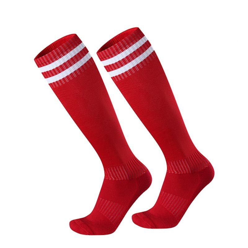 Chaussettes hautes et longues pour hommes et femmes, chaussettes de Baseball, unisexe, rayé, sport, plusieurs couleurs: Red  White Stripes