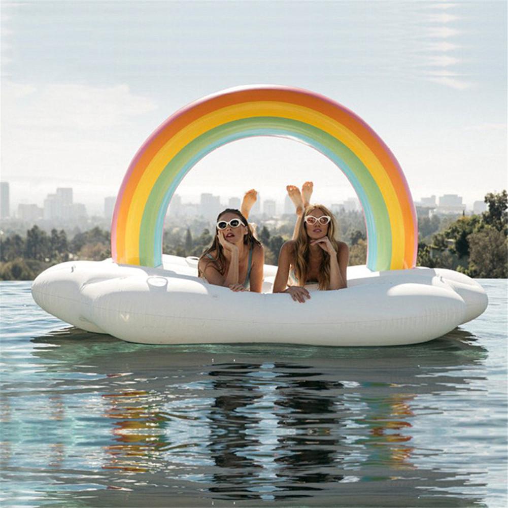 Giant Rainbow Island Inflatable Floating Row Water Toy Swimming Pool Water Lounger For Adult Have Fun