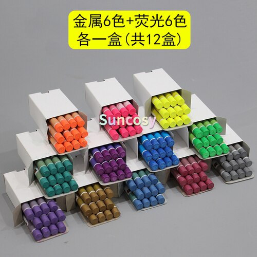 Metallic fluorescent oil painting stick monochrome pastel sticker,bright pearlescent texture painting dazzling bright color