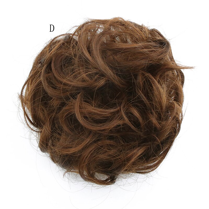 Similler syntetisk krøllet chignons gummibånd elastisk scrunchie hair extensions bånd hårspænde bundter hårstykker boller: D