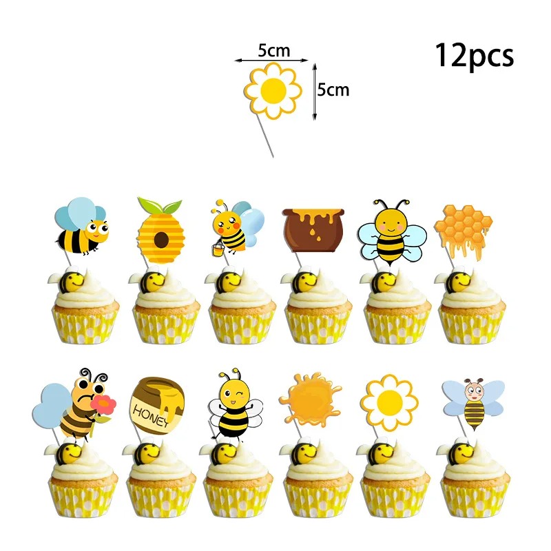 Cute Bumble Bee Honey Bee Party Decorations Cake Topper Banner Balloons Tablecloth For Kids Happy Birthday Party Supplies Decors: Burgundy