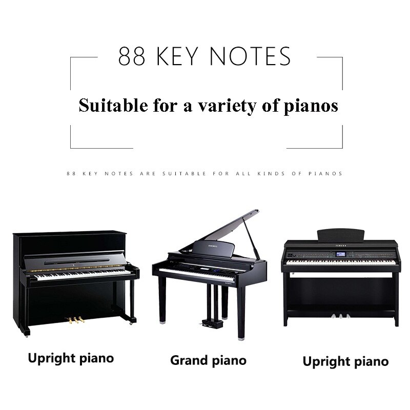 Pegatina de Tono de teclado de Piano grande/vertical/eléctrico, 88/61 teclas, pegatinas de notación de personal Musical, novedad, sin pasta