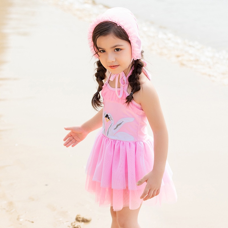 Kids Swimwear For Girls Child Female Bikini Children's Clothes Bathing Suits Children Swan Princess Dress Veil Swimsuit