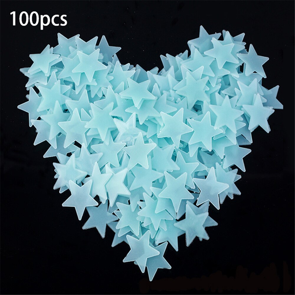 100Pc Kids Slaapkamer Fluorescent Glow In The Dark Sterren Glow Muurstickers Sterren Lichtgevende Lichtgevende Glow Sticker Kleur: Blauw