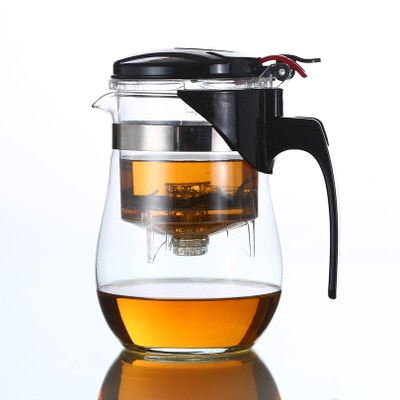 Echte glazen theepot waterkoker 500ML afneembare thee pot Druk Op deze knop om filter de thee