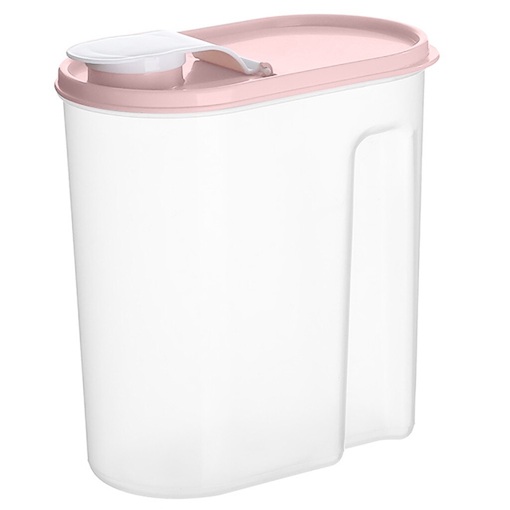 1.8l Food Kitchen Organizer Box Plastic Container Refrigerator Organizer Sealed Crisper Grains Lids Transparent Pp Storage Box: Pink
