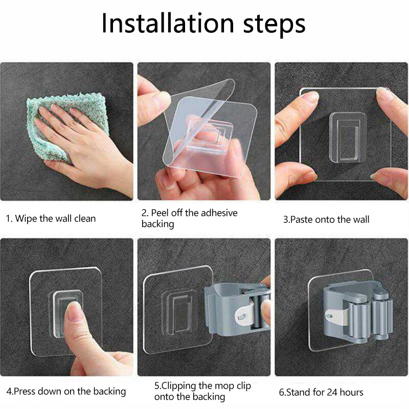 Samoprzylepne ściany wieszak na mopa przezroczysty mocny uchwyt na mopa organizator uchwyt łazienkowy schowek na haki haki Organizer łazienkowy