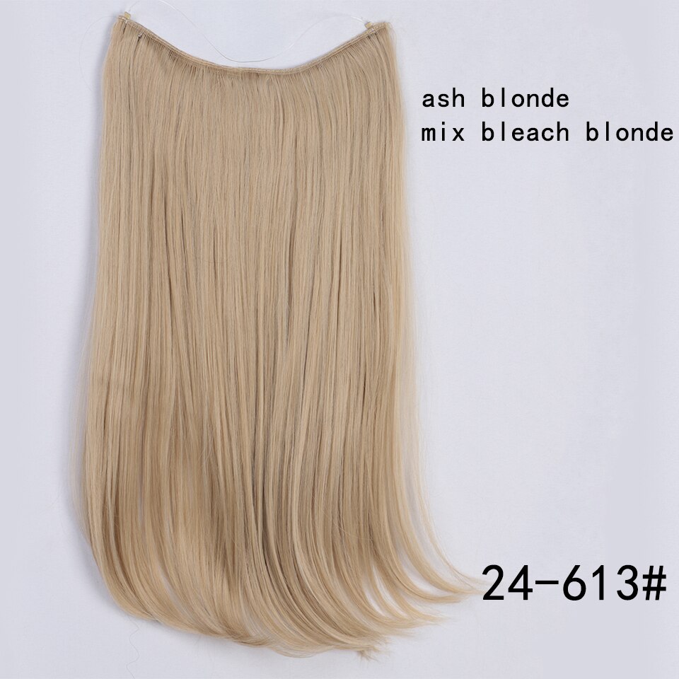 Synthetic Hair Extensions Long Straight Fish Line Hairpieces No Clips in One Piece Hair Extensions Heat Resistant Hair for Women: WEXS001-24-613