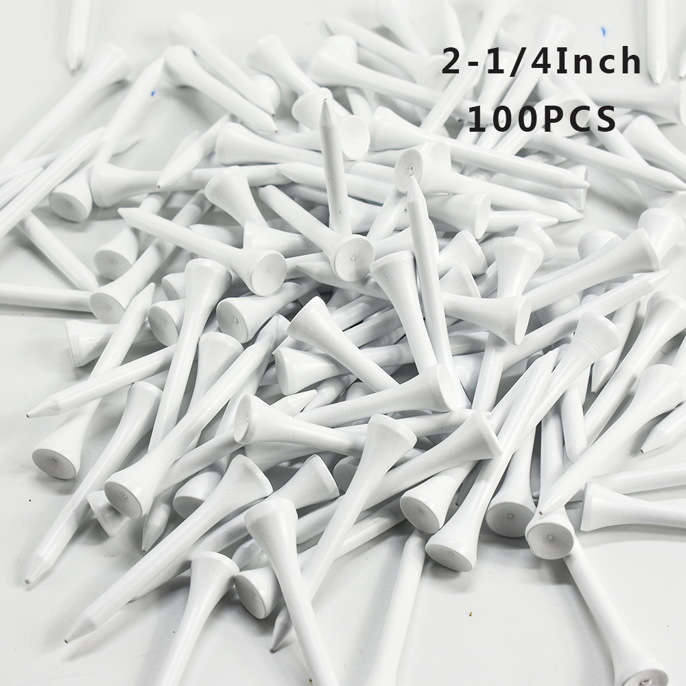 100Pcs Hard Wood Golf Tees for Golf Swing Practice Accessories Unbreakable Wooden Tee Golf Ball Training 42 54 70 83 mm White: 54 mm 100Pcs White