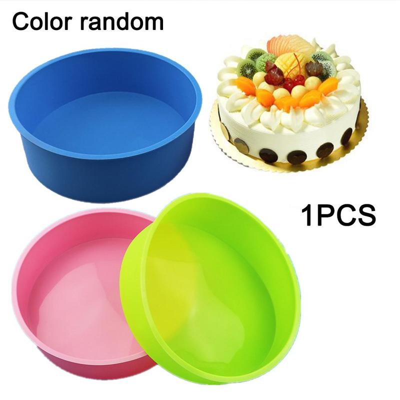 8 Inch Diy Silicone Ronde Cake Pan Tin Non-stick Bakken Kleur Pan Bakplaat Bakvorm Cake tin Willekeurige V0O3