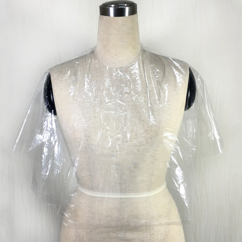 Capas desechables de peluquería, delantal de corte permanente, teñido de PE, paño impermeable, capa de peluquero, paño transparente para peluquería, 100 Uds.: 100pcs-apron