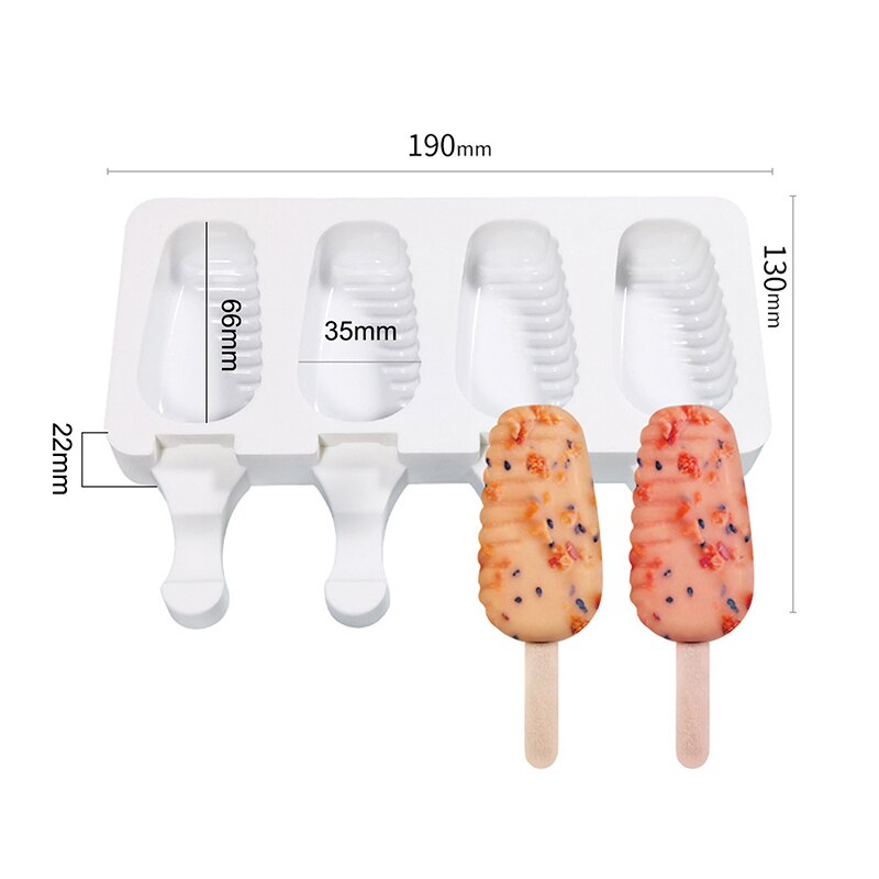 4 Cell Silicone Ice Cream Mould Diy Mold Ice Cube Tray Barrel Dessert Ice Cream Mold With Popsicle Sticks and Bags: New-2