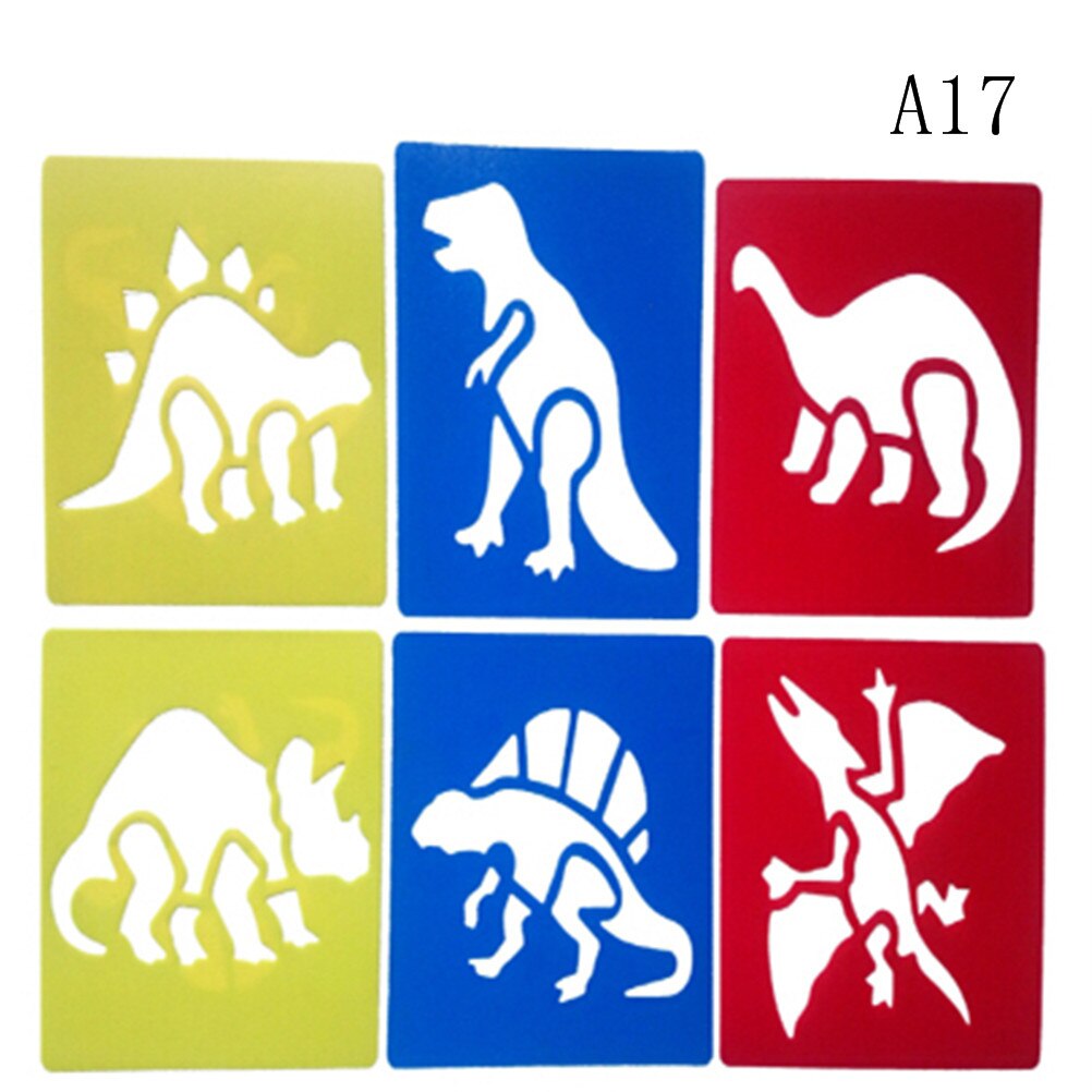 Bambini che imparano lo strumento di arte 6Pcs bambini Multi righelli di plastica a forma di pittura modello di disegno Stencil bambini giocattolo di disegno colorato: 17