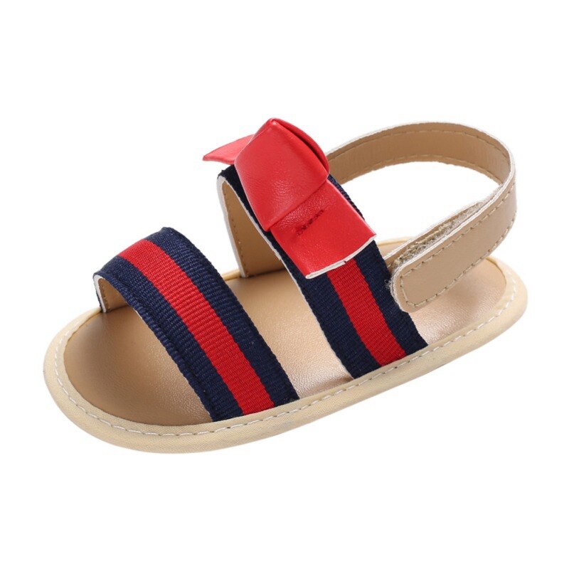 Scarpe carino Principessa Infante Appena Nato Del Bambino Delle Ragazze di Bowknot Del Bambino di Estate Sandali Anti-slip A Righe Scarpe: Blu / 13-18 mesi