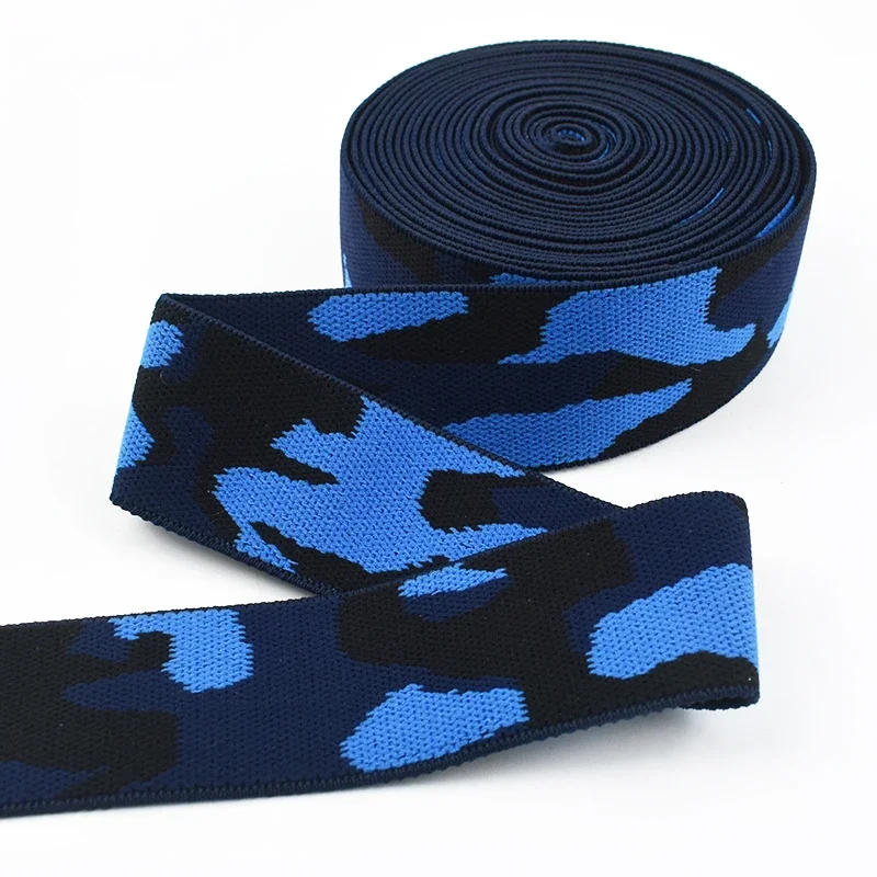 Bandas elásticas para cinturón de 1/2/3M, correas de camuflaje Jacquard de 38mm, banda de goma para ropa, cinta elástica para costura, accesorios: Plata antigua / 2M