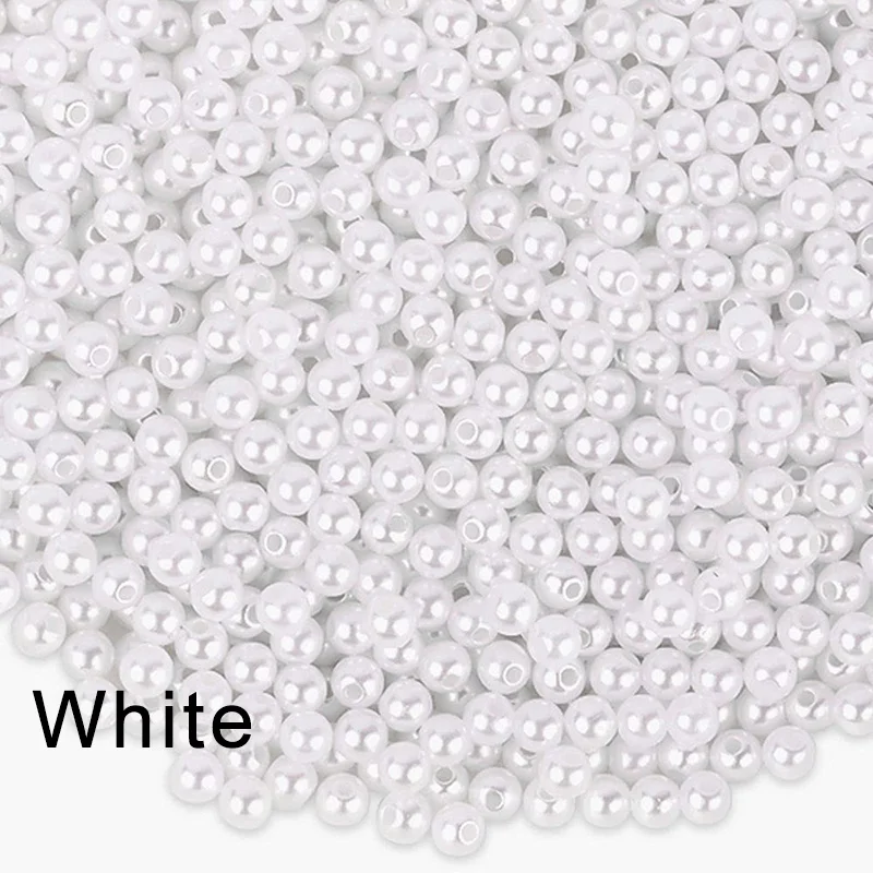 3/4/6/8/10/12/14/16mm Parel Kralen Wit Beige ABS Losse Ronde Kralen Craft Voor Mode-sieraden Maken DIY Craft Kledingstuk Kralen: 5# / WHITE
