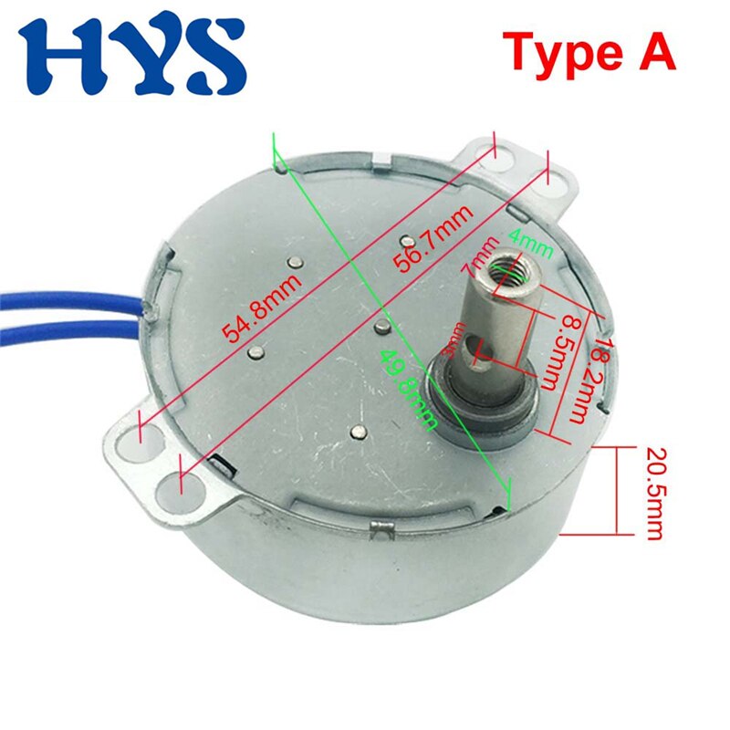 Mini Moor-moteur synchrone 4W, 220V, 110V, 5V, 6V, 9V, 12V, 24V, 0.9/1.7/2.4/10/70 tr/min, réducteur à œufs, ventilateur, TYC-50