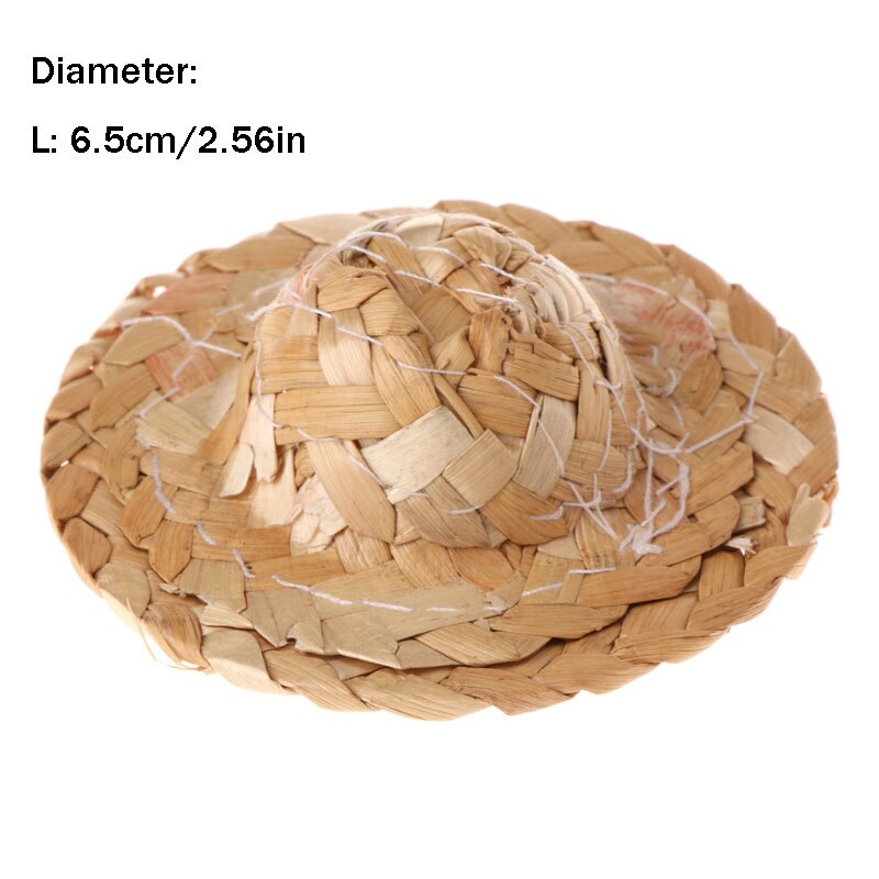 1PC Handmade Straw Woven Hat Adjustable For Parrot Birds Accessories Fashionable: L 6.5cm